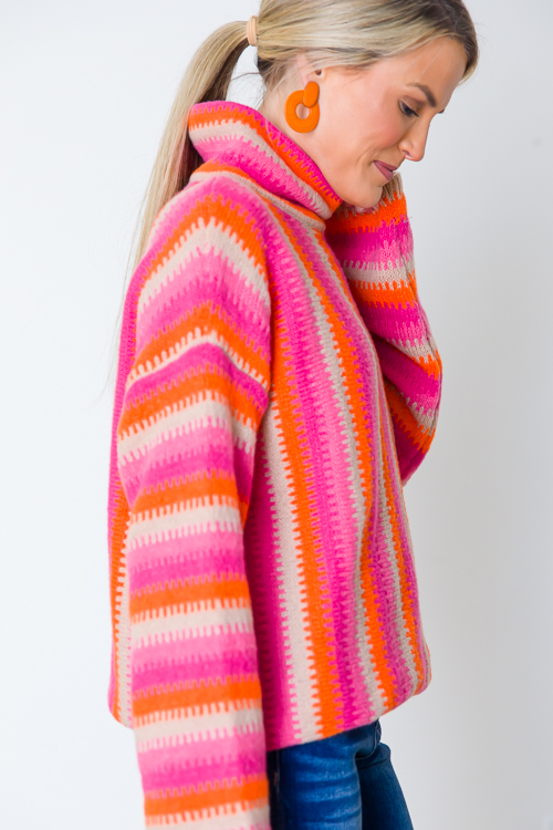Multi Stripe Mock Sweater