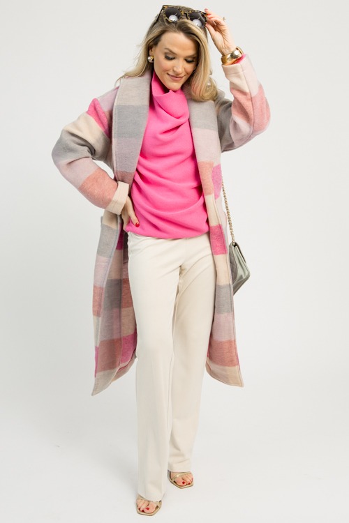 Multi Check Belted Coat, Hot Pink - 1110-74.jpg