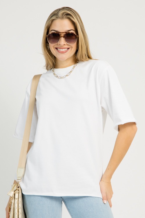 Raw Edge Relaxed Tee, White
