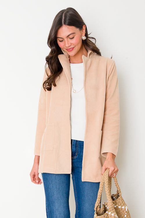 Fleece Blazer, Tan