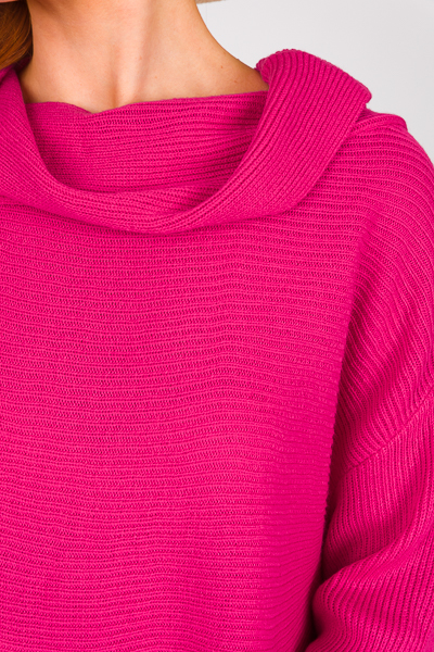 Cara Cowl Sweater, Hot Pink