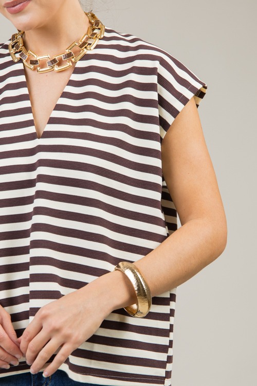 V-Neck Stripe Top, Brown - 1111-123.jpg