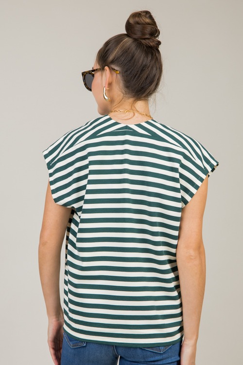 V-Neck Stripe Top, Hunter Green - 1111-138.jpg