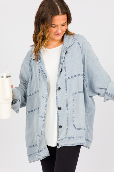 Relaxed Chambray Button Jacket