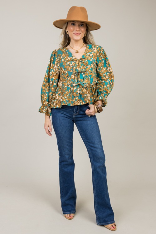 Floral Triple Bow Top, Emerald - 1111-157h.jpg