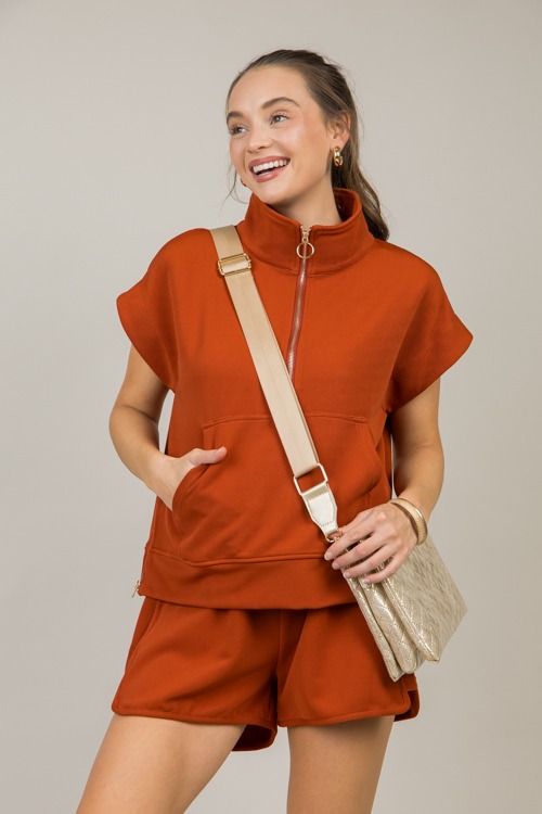 Zip Detail Rib Set, Rust