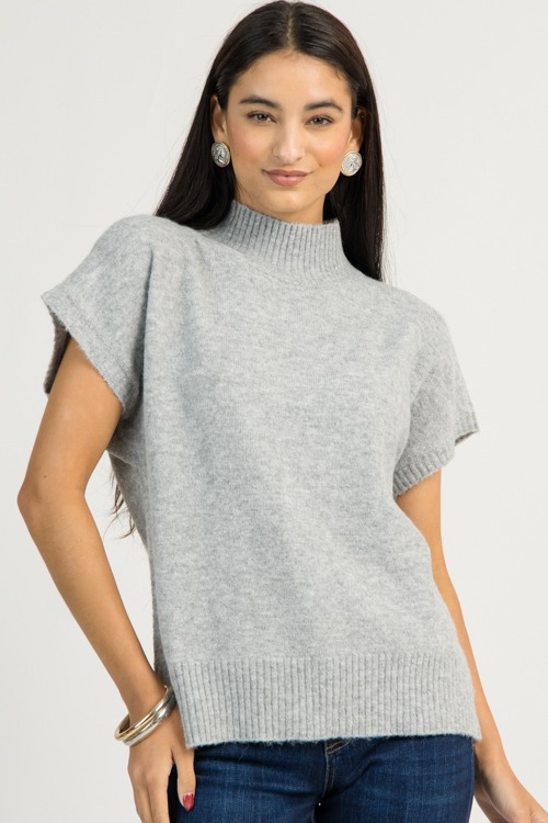 Short Sleeve Mock Sweater, Grey - 1111-35.jpg