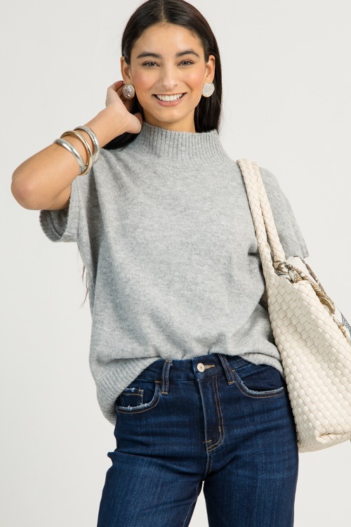 Short Sleeve Mock Sweater, Grey - 1111-39.jpg