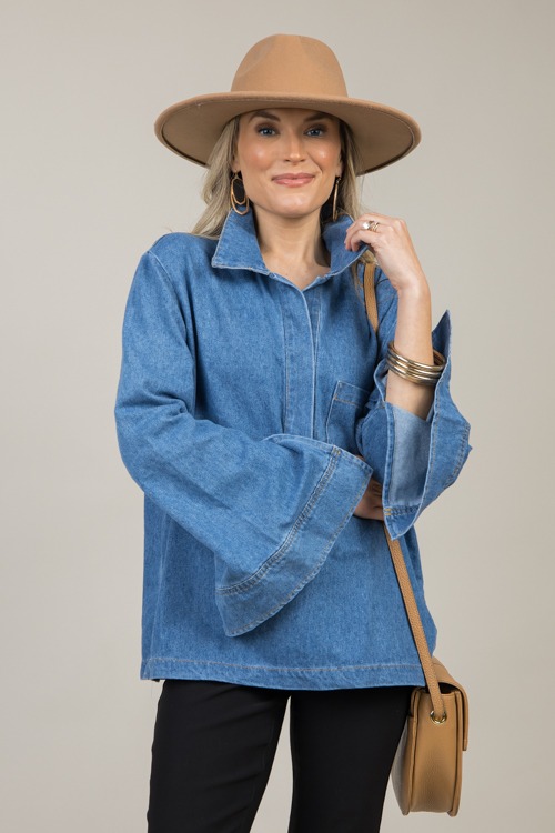 Split Neck Denim Tunic