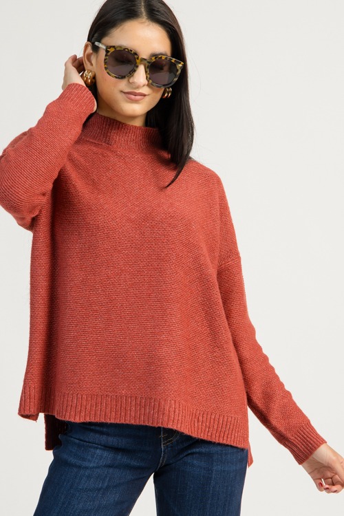 Verona Mock Sweater, Brick