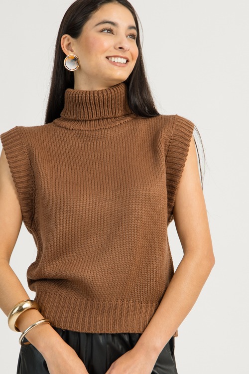 Gina Sleeveless Sweater, Brown