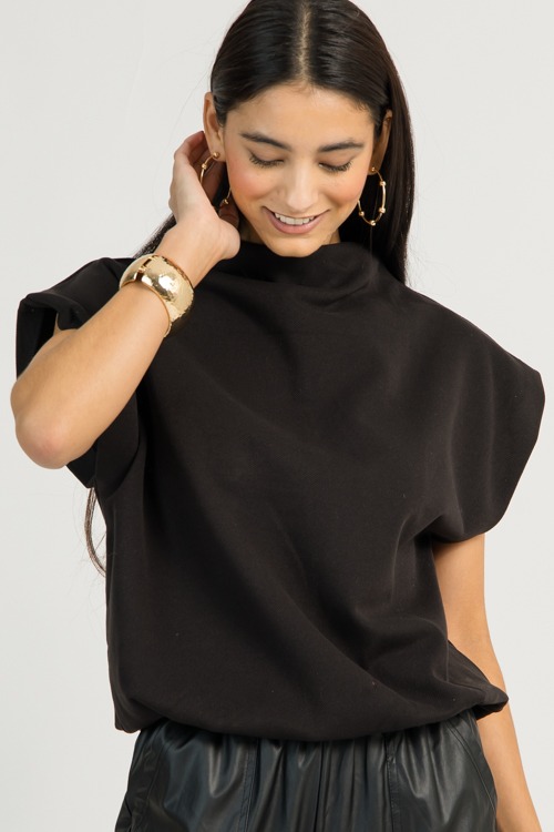 Cinch Hem Knit Top, Black