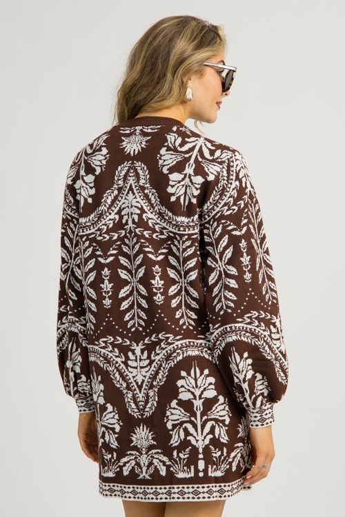 Printed Sweater Dress, Brown - 1112-115.jpg