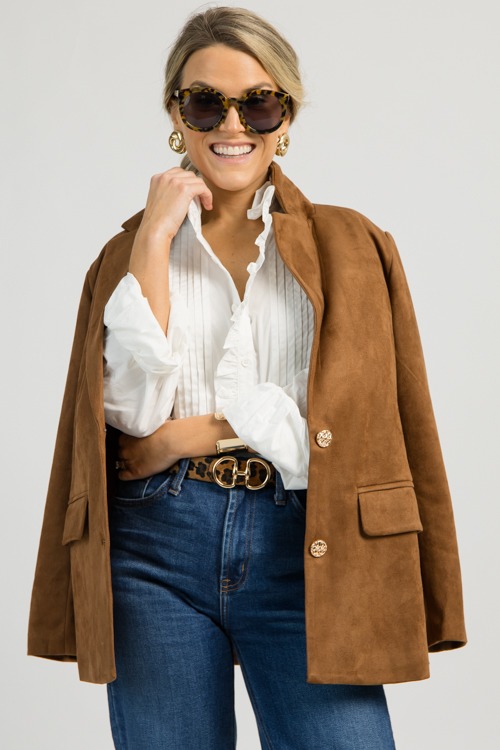 Gold Button Suede Blazer, Brown - 1112-129H.jpg