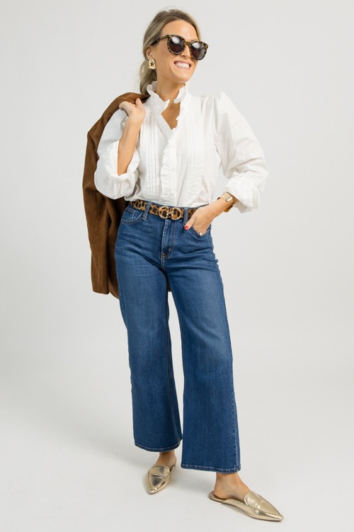 Pleated Ruffle Button Top, White - 1112-134.jpg