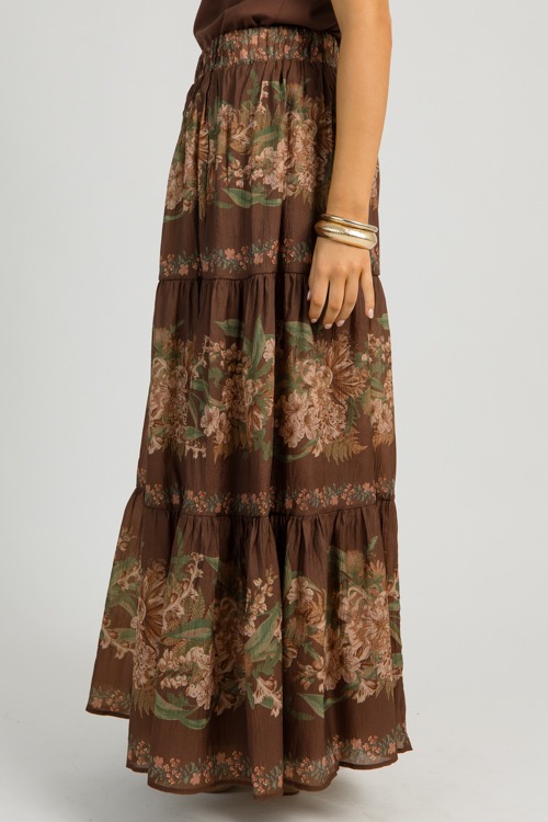 Tiered Floral Maxi Skirt, Brown - 1112-143.jpg