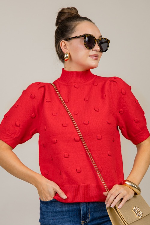 Raised Dots Sweater, Red