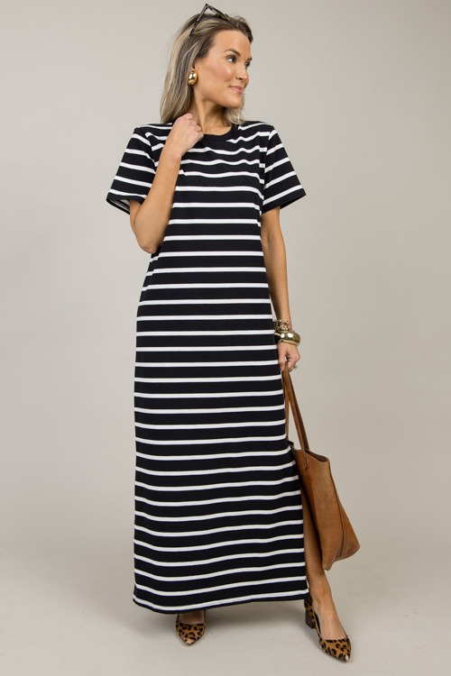 Brodie Stripe Maxi, Black/White