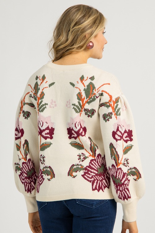 Floral Printed Sweater, Cream - 1112-66.jpg