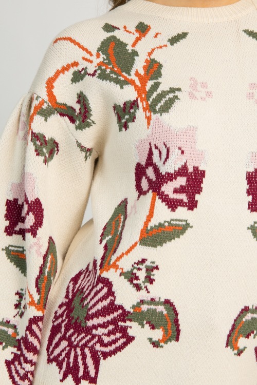 Floral Printed Sweater, Cream - 1112-67.jpg