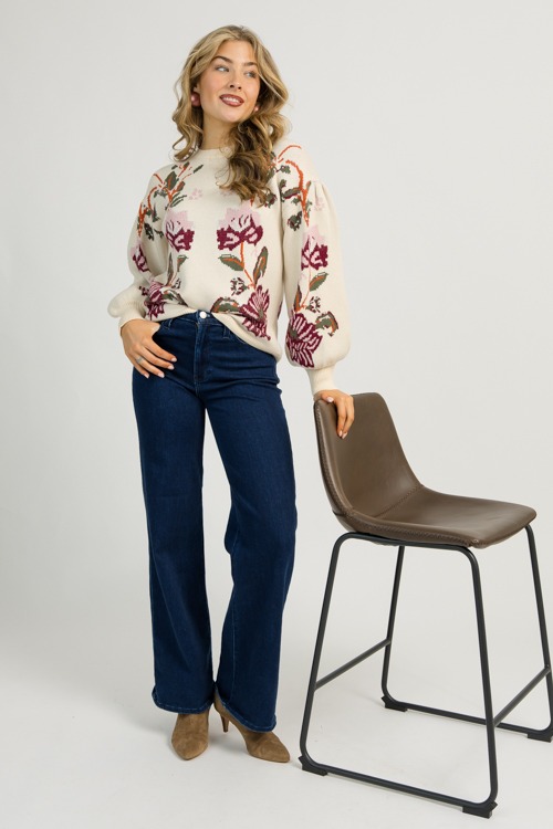 Floral Printed Sweater, Cream - 1112-68.jpg
