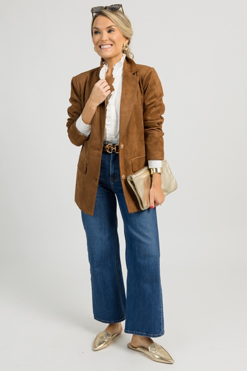 Gold Button Suede Blazer, Brown - 1112-78.jpg