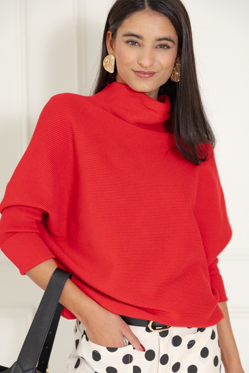 Dolman Mock Sweater, Ruby