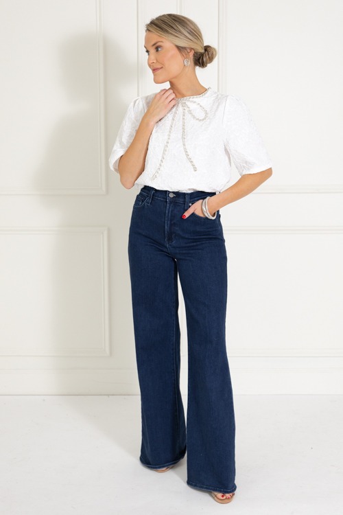 Rhinestone Bow Jacquard Top, White - 1113-100.jpg