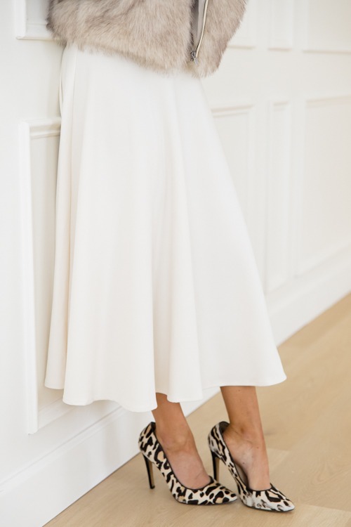 Flared Ivory Midi Skirt