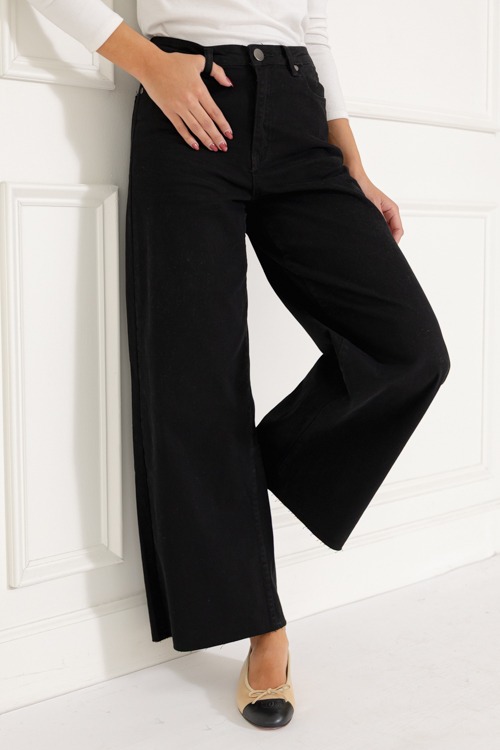 Raw Hem Wide Leg Pants, Black - 1113-93.jpg