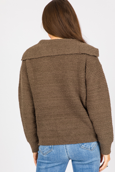 Plush Collared Sweater, Olive