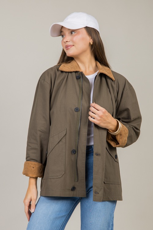 Corded Contrast Jacket, Olive - 1114-106.jpg