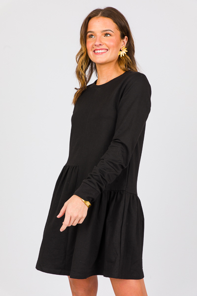 Unbalanced Seam Dress, Black