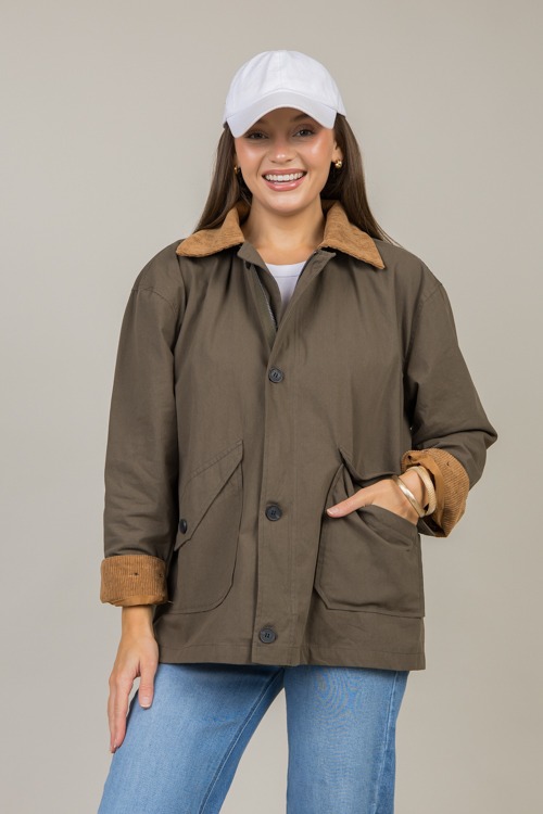 Corded Contrast Jacket, Olive - 1114-108.jpg