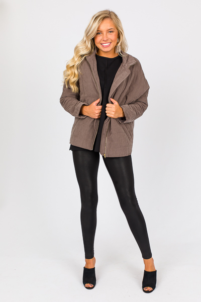 Quilted Squares Jacket, Charcoal