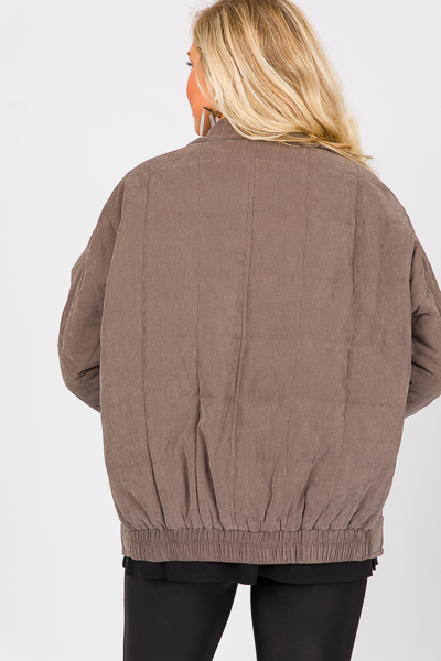 Quilted Squares Jacket, Charcoal