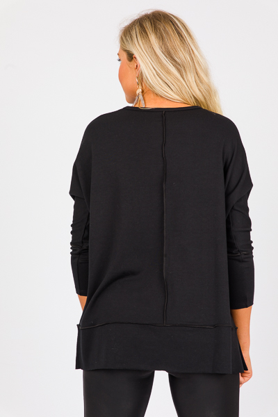 SPANX Black Perfect Length Sweatshirt Size S Women's Top Dolman 3/4 Sleeve  EUC