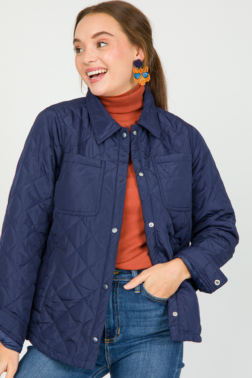 Tiger Earrings, Navy