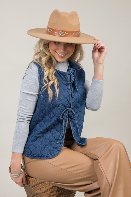 Quilted Denim Tie Vest