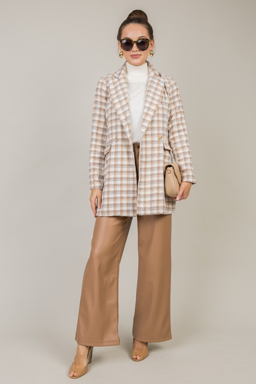 Lydia Plaid Coat, Camel