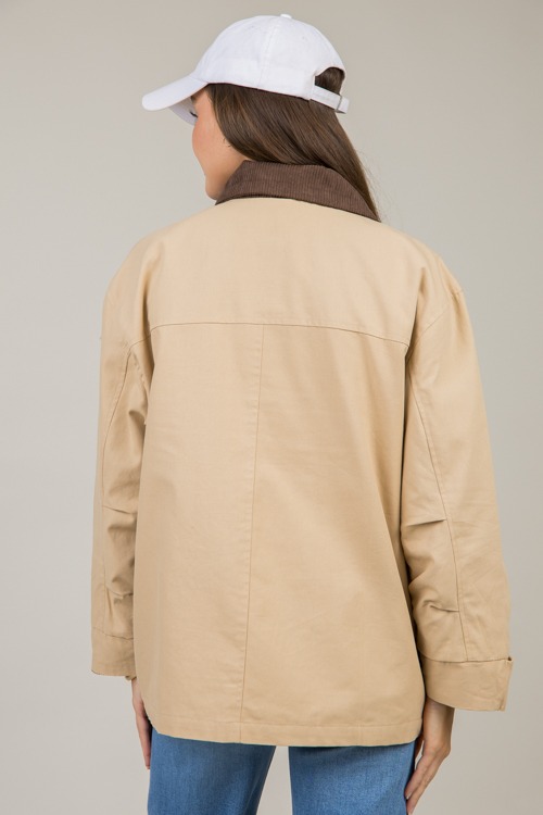 Corded Contrast Jacket, Khaki - 1114-46.jpg