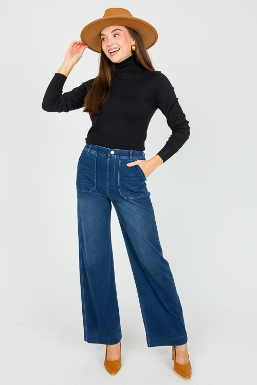 Pull-On Wide Leg Jeans