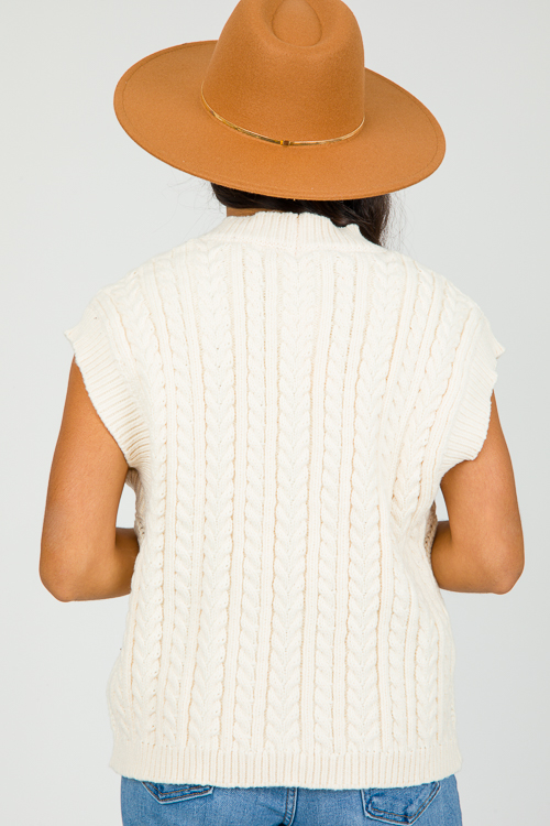 Sleeveless Button Sweater, Ivory