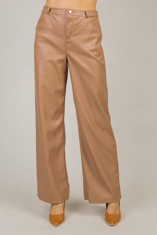 Kendall Leather Pants, Camel