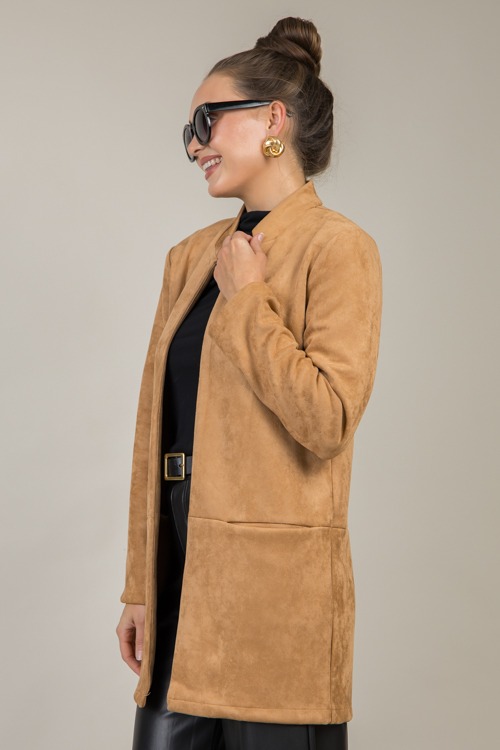 Suede Stretch Long Jacket, Camel - 1114-94h.jpg