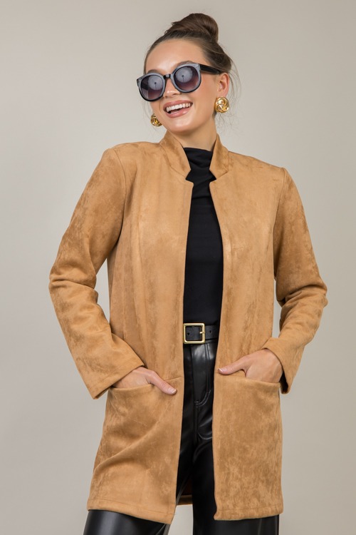 Suede Stretch Long Jacket, Camel - 1114-96.jpg