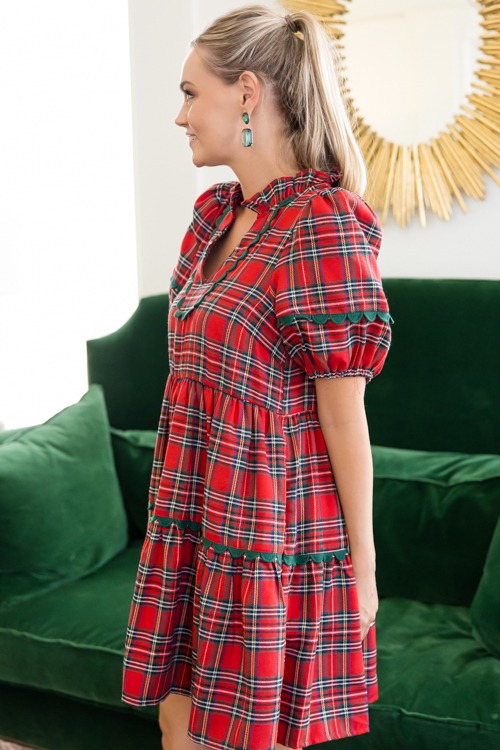 Scallop Trim Tartan Dress, Red - 1115-126.jpg