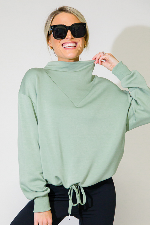 Draw Hem Soft Pullover, Sage