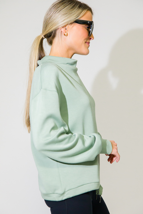 Draw Hem Soft Pullover, Sage