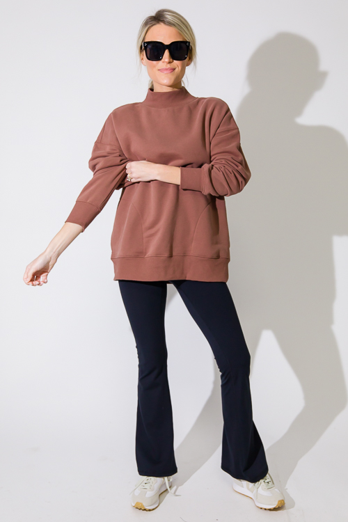 Mock Neck Sweatshirt, Cocoa